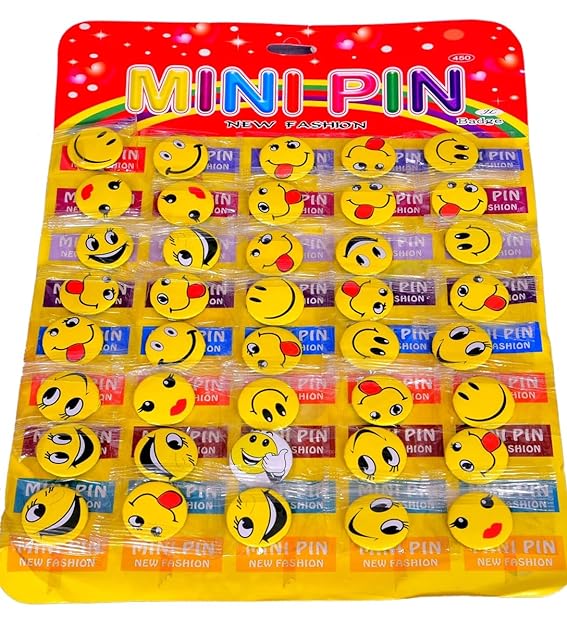 Copy of AMAROBA SMILEY BADGE WITH PIN, SMILEY EMOJI COLORFUL EXPRESSIONS BUTTON WITH PINS