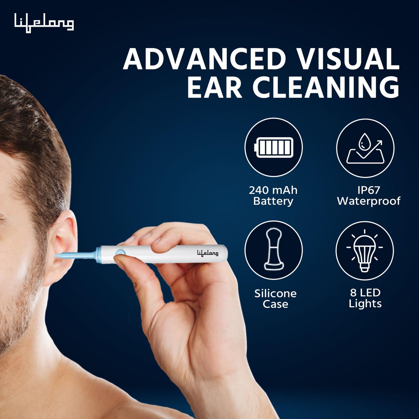 Lifelong Ear Cleaning Tool with Camera - Rechargeable Ear Cleaner – Ear Wax Removal – Wireless with USB Charging Cable – Disposable Rubber Ear Buds (LLEC09)