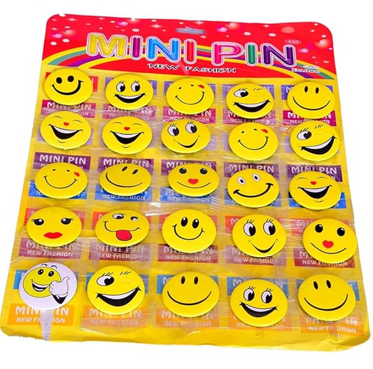 AMKAY SMILEY BADGE WITH PIN, SMILEY EMOJI COLORFUL EXPRESSIONS BUTTON WITH PINS