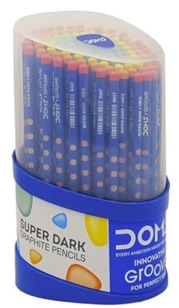 Doms Groove Super Dark Graphite Pencils | Innovative Groove For Perfect Grip | Tumbler Set Of 100 Pieces, Multicoloured, Pack Of 1 (DM8438)