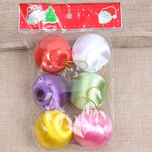 DIGISMART 6pcs/9cs Christmas Baules Balls Ornaments Shatterproof Colored Silk Thread Plastic Balls Xmas Ball Pendant Ornament