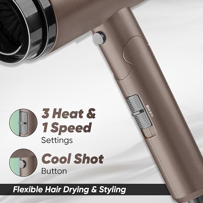 Vega Dry-Up 2000 Watts Hair Dryer For Men & Women with 3 Heat & 1 Speed Setting & Cool Shot Button, Blow Dryer, Foldable Hair Dryer with Over Heat Cut-Out, Blow Dry Effortless Hair Style, (VHDH-36)