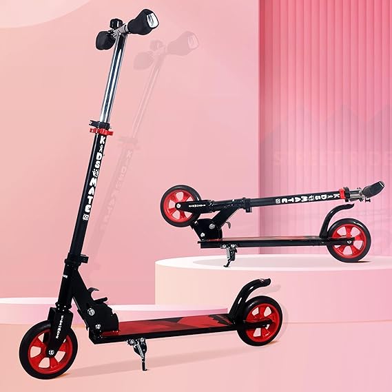Kidsmate Street Rider Kick Scooter for Kids of Age 6-13 Years | 2 Wheel Scooter, Foldable Design, 3 Adjustable Height Option with Rear Braking | Max User Weight 50kg  (ASL)