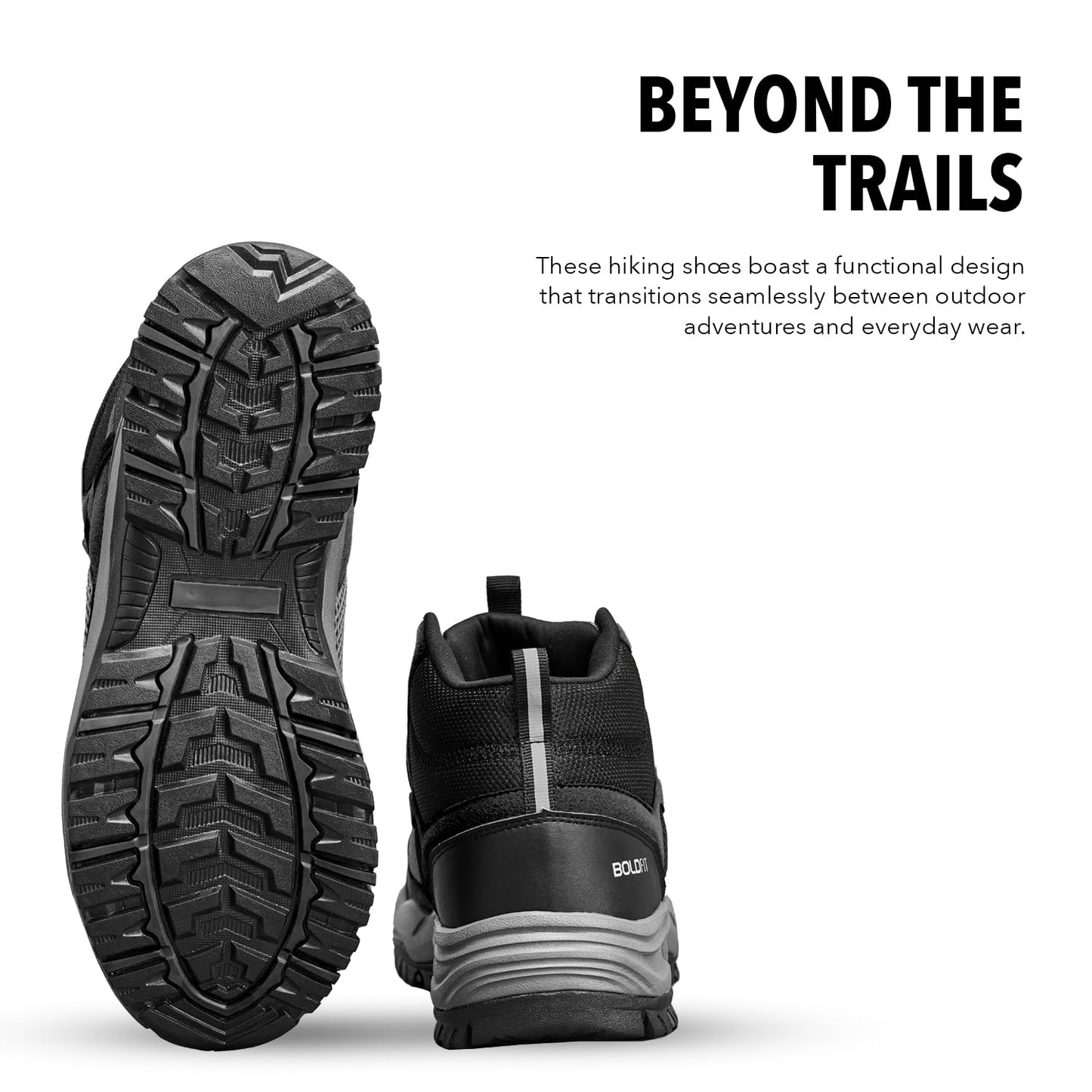 Boldfit Trekking Shoes for Man Outdoor Hiking Shoes for Man High Neck Footwear for Men Anti Skid Trekking Boots Water Repellent for Men Breathable Hiking Boots Riding Shoe for Bikers laceup Biker shoes (ASL)
