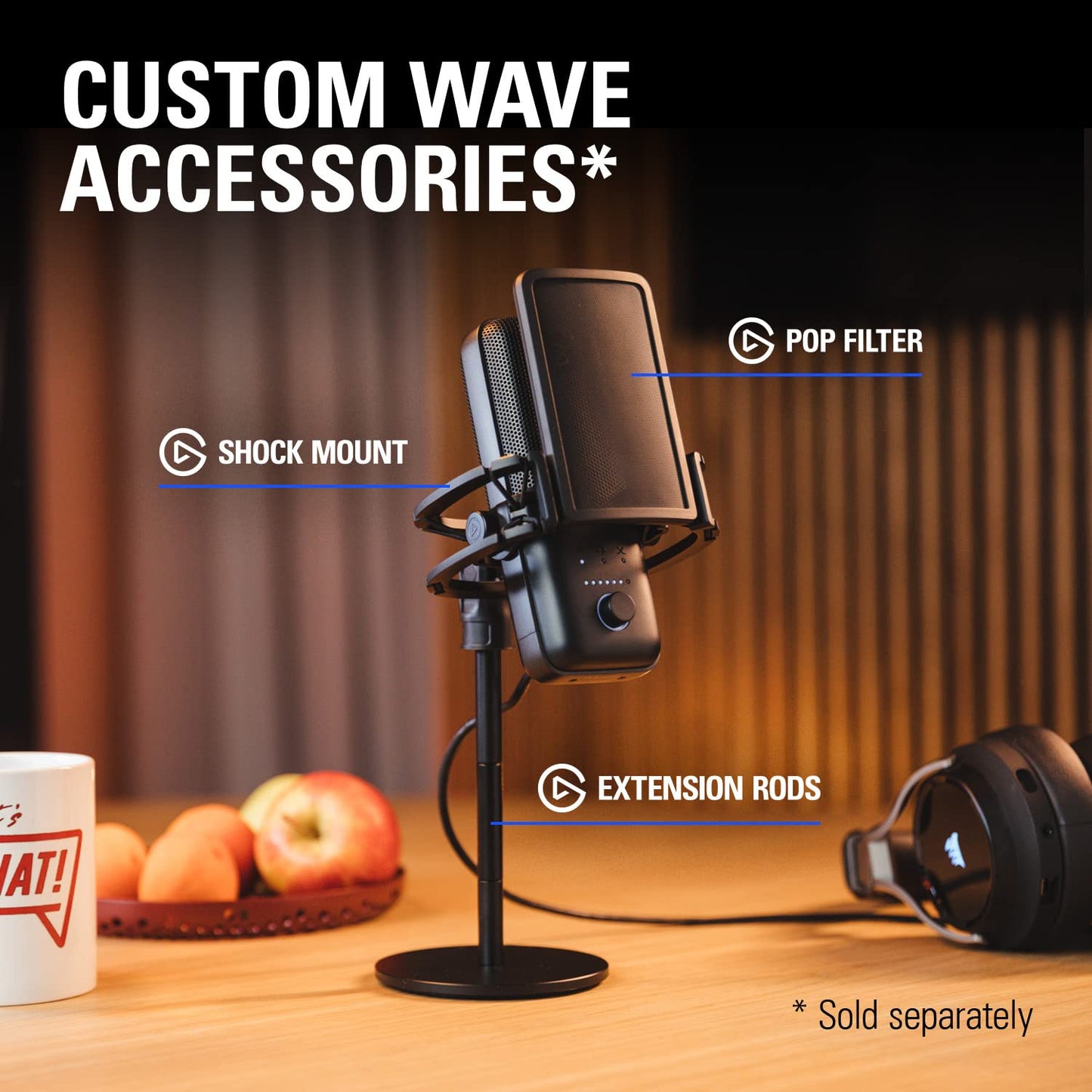 Elgato Wave:3 Premium USB Condenser Unidirectional Microphone and Digital Mixing Solution, Anti-Clipping Technology, Capacitive Mute, Streaming and Podcasting, (10MAB9901, Black) (SD)