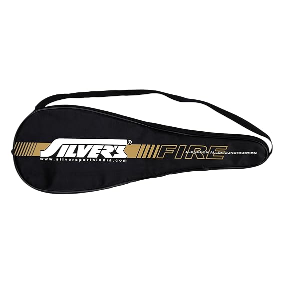 Silver's Aluminium Fire Badminton Kit (2 Racquets with Full Cover, 1 Box Shuttlecock Pack of 3) Black, Aluminium, FIRE Combo 2 with Nylon Shuttle, Black/White (ASL)