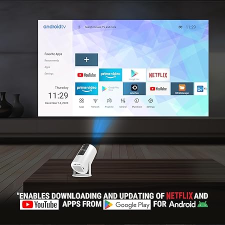 Ant Esports View 521 Smart LED Projector - White | 1080P & 4K Support I 2500 Lumens I WiFi +BT, Android 9 I HDMI/USB I Upto 130"(330cm) Max Screen I Speaker Power 3W I 720P Native Included 120" Screen
