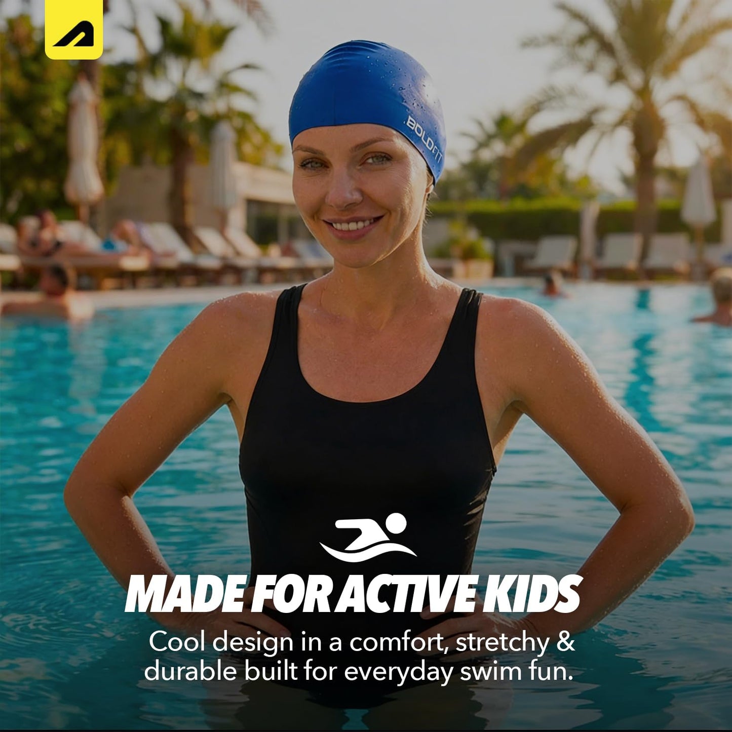 Boldfit Swimming Cap for Men Silicone, for Women Unisex, for Kids Boys & Girls, for Women Long Hair Head Cap Men Silicone Fabric, Easy Fit (ASL)