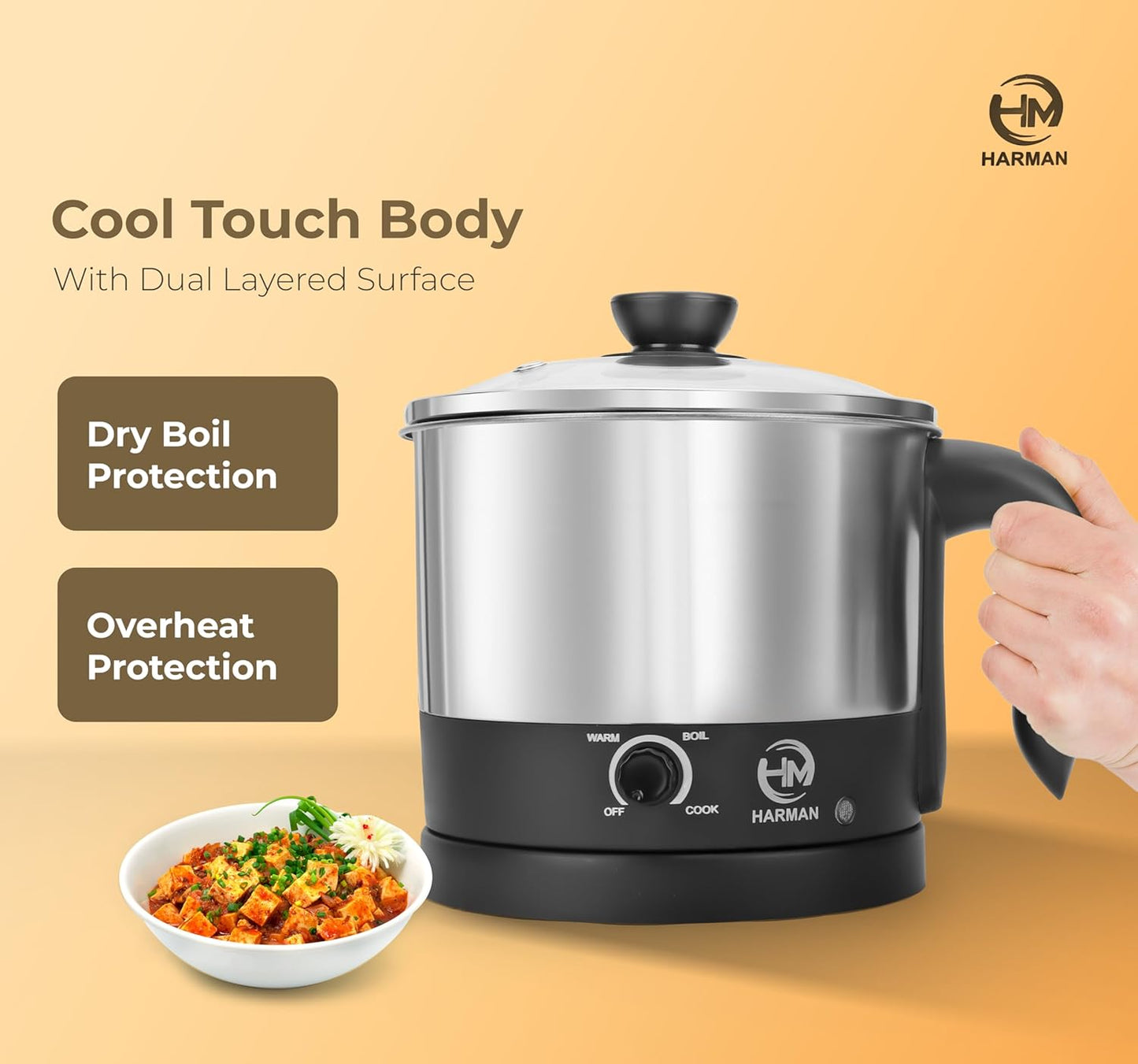 HF Household Fab 1.5L Multipurpose Electric Kettle – 600W Stainless Steel Body for Boiling Water, Milk, Tea, Coffee, Oats, Noodles & Soup
