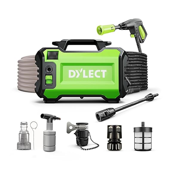 [Upgraded 2026] DYLECT® Ultra Clean Plus High Pressure Car Washer, 1800 Watts Motor, 130 Bars Pressure, 6.5L/Min Flow Rate, 5m Outlet Hose, Portable, for Bike and Home Cleaning, Incl. 11 Accessories  (RD)