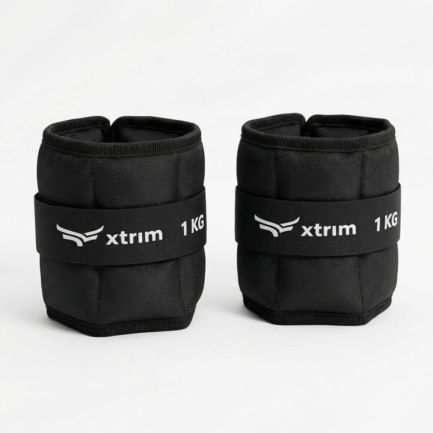 Xtrim Canvas Ankle Weights 2 KG Total (1 KG x 2) for Men & Women, Iron Pellet Filled with Balanced Weight Distribution, Non-Slip Secure D-Ring Strap, Ideal for Gym, Walking, Yoga, Home Workout & Strength Training, Black (ASL)