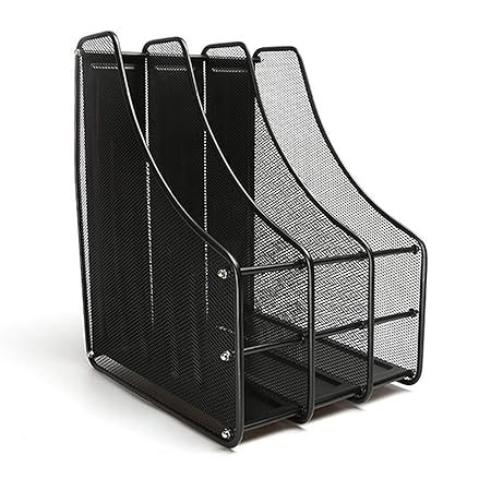 KEBICA 3 Compartment Metal Mesh Magazine File Holder Desk Book Organizer Document Rack