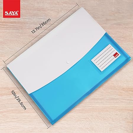 SAYA Vertical Double Pocket Clear Bag Expandable FS SY125 | FS Size Transparent Document Organizer with Dual Storage Pockets | Durable PP Expandable File Folder for Office, School & Travel | Pack of 6