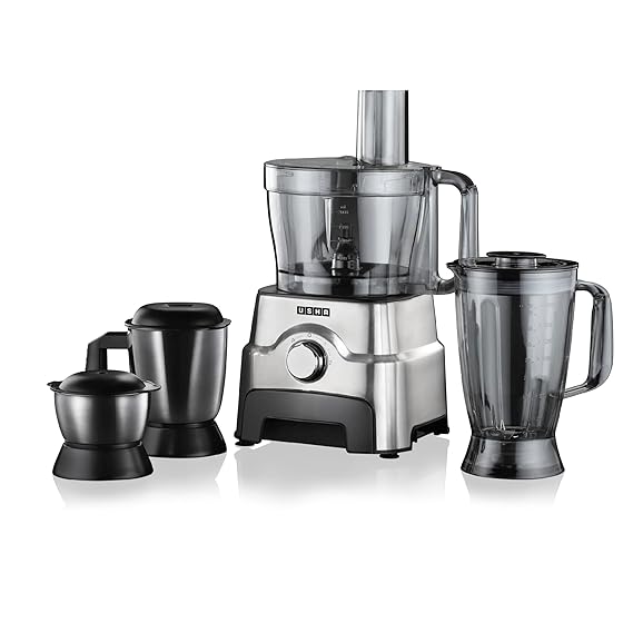 Usha FP 3811 Food Processor 1000 Watts Copper Motor with 13 Accessories(Premium SS Finish), Black and Steel (SD)