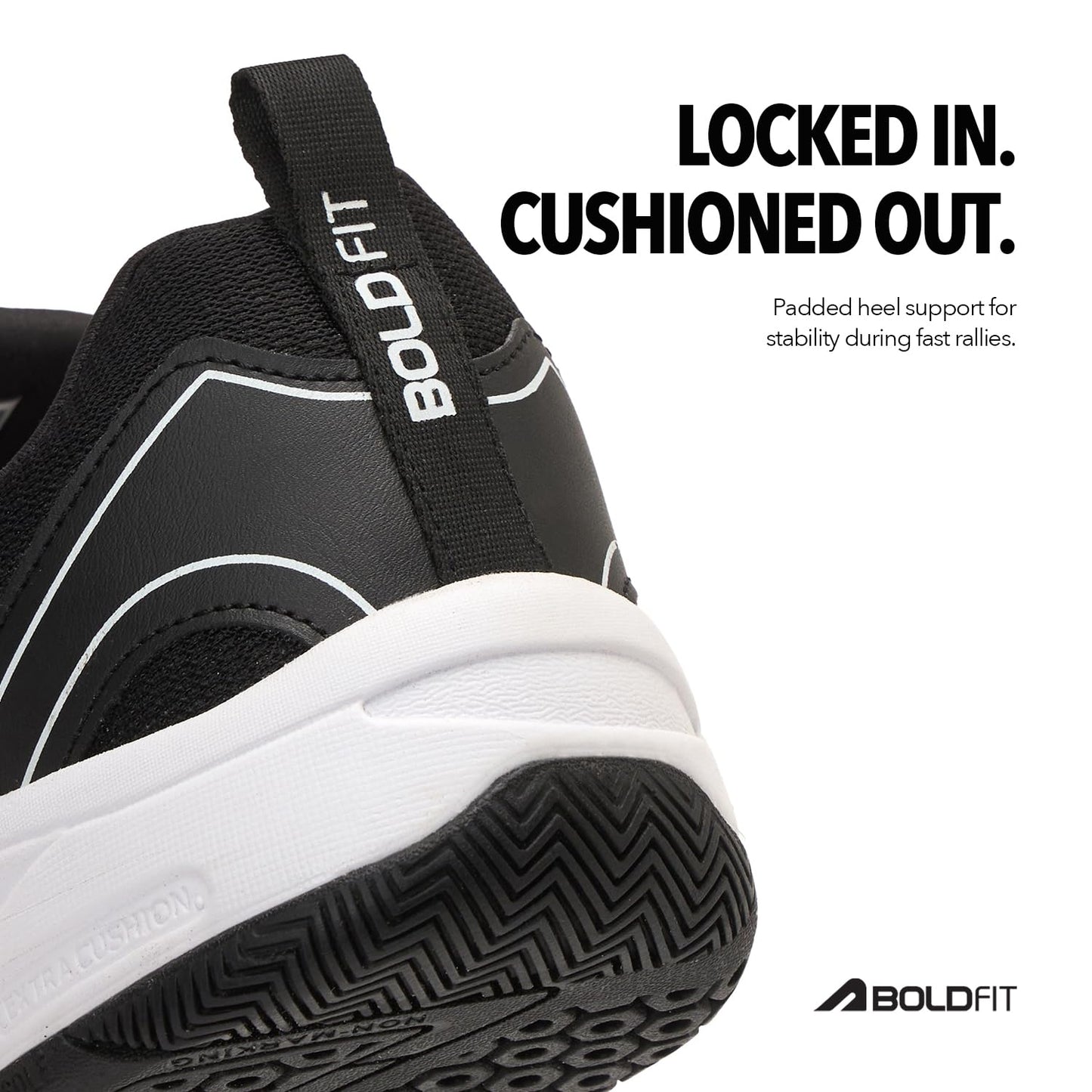 Boldfit Badminton Shoes for Man Lightweight Non Marking Shoes for Badminton Breathable Anti Skid Shoe for Man Shuttle Non Marking Indoor Shoe for Pickleball, Tennis, Padel, Black White   (ASL)