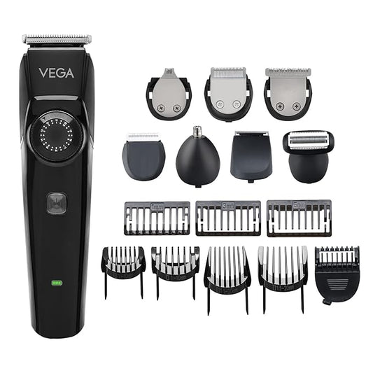 Vega OG 15 in 1 Trimmer for Men | Men Beard |All Rounder Grooming Set with 3 Hrs Non-Stop Runtime | for Body, Man- Face, Nose & Private Parts | USB Type C, 2 Year Warranty, (VHTH-37)