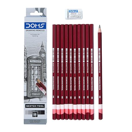 DOMS Drawing & Sketching 8B Graphite Pencils | Extra Dark Graphite Pencil for Drawing, Shading & Sketching