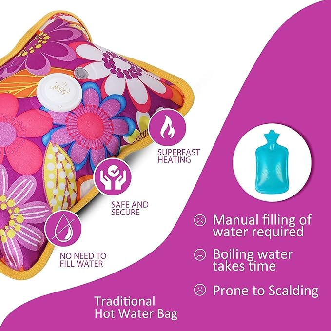LUMONY Hot Water Bag Heating Bag Gel electric for pain relief, electric heating pad for back pain Men & Women with Charging Cord