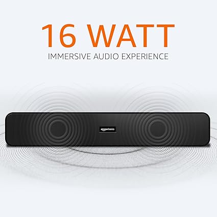 Amazon Basics 16W Bluetooth Soundbar Speaker with 1200mah Battery, BT v5.3, Aux, USB Port for Mobile, PC, Tablets, and Laptops