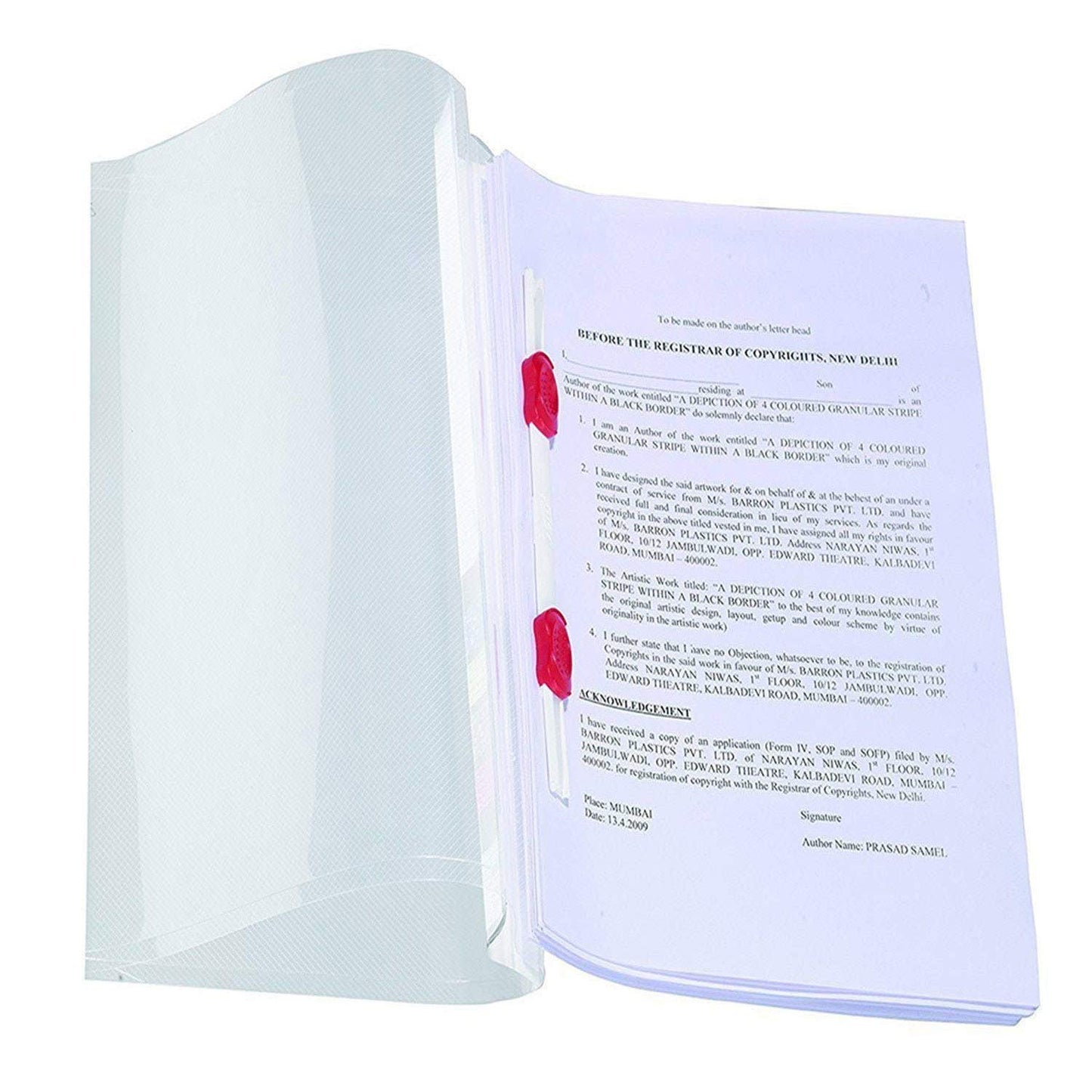 KIYA ® A4 Size Transparent Report File Folder Rf1031 with Plastic Clip for Certificates, Office Documents, Reports, Page Holder, Presentation | Pack of 1 Pieces (Transparent)