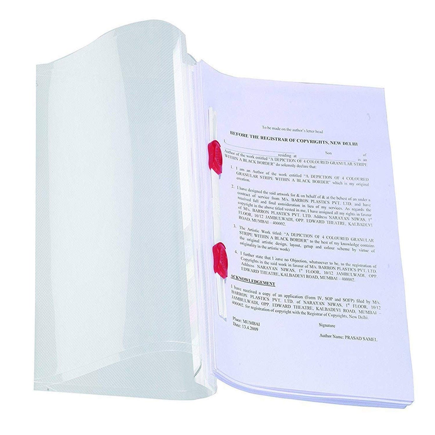 KIYA ® A4 Size Transparent Report File Folder Rf051 with Plastic Clip for Certificates, Office Documents, Reports, Page Holder, Presentation | Pack of 1 Pieces (Transparent)