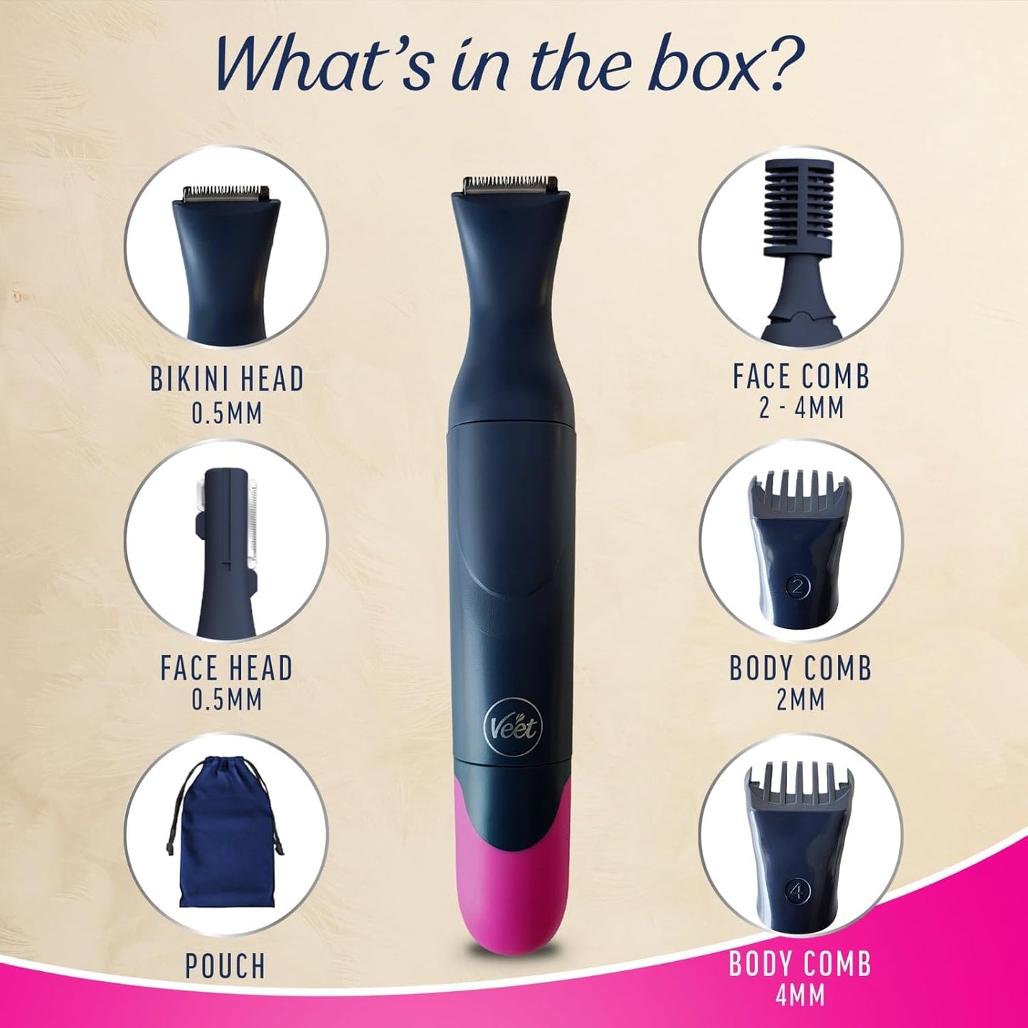 Veet Women Trimmer |All-in-One Full Body Trimmer for Women | Full Body, Bikini, Face & Eyebrow | No Nicks & Cuts | Hair Removal | Bikini Trimmer | Eyebrow Trimmer