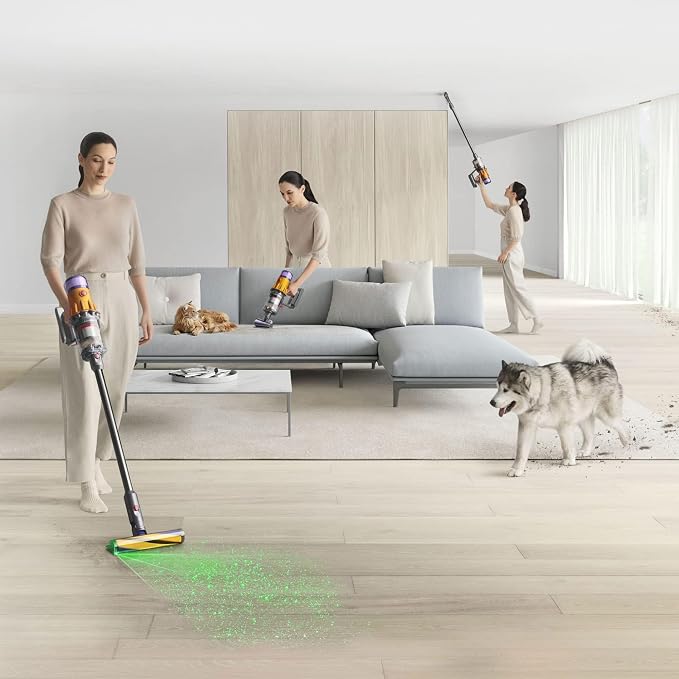 Dyson V12 Detect Slim Cordless Vacuum Cleaner|2 Yr Warranty incl Accidental Damage Protection|Illumination Reveals Hidden dust|LCD Screen and 3 Power Modes|150 Airwatts, 0.35L bin, 60 mins runtime (SD)