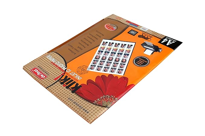 DESMAT Klick ID Photo Paper A4 Size 180 GSM | High Gloss Inkjet Photo Paper | Instant Dry | Water Resistant | Sharp Color Printing | 20 Sheets Pack