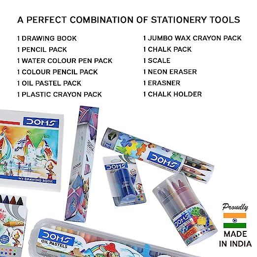 DOMS Gifting Range for Kids Pencil Smart Kit with Transparent Zipper Bag, Multicolour