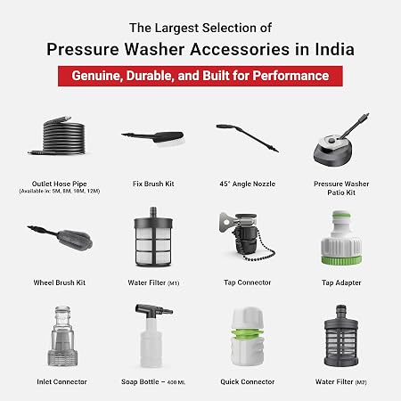 Dylect 12M Pressure Washer Outlet Hose Pipe – Durable, Flexible, Transparent Off White, Compatible with Most Pressure Washers (RD)