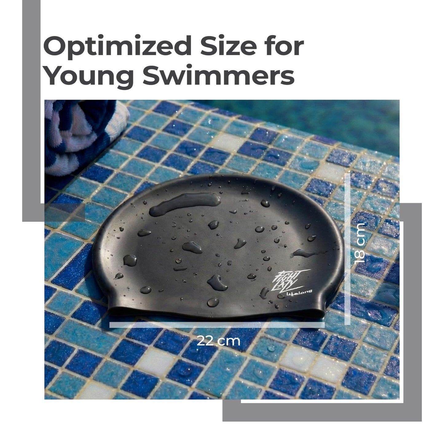 Lifelong Kids Swimming Cap | Silicone, Black, Unisex, No Hair Pulling, Waterproof, Chlorine-Resistant (ASL)
