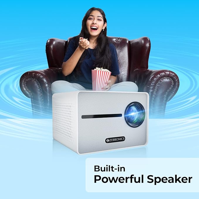 Zebronics PIXAPLAY 20 LED Projector with FHD 1080p, HDMI, USBx2, Aux Out, Bluetooth v5.1, Upto 431 cm Screen Size, Built-in-Speaker, 3000 Lumens and a Compact Design ZEBPIX20
