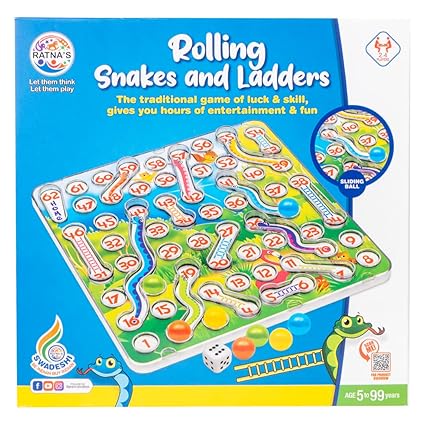 Ratna's Rolling Snakes & Ladders with Sliding Ball Concept | A New Way of Playing This Traditional Board Game for Kids & Family