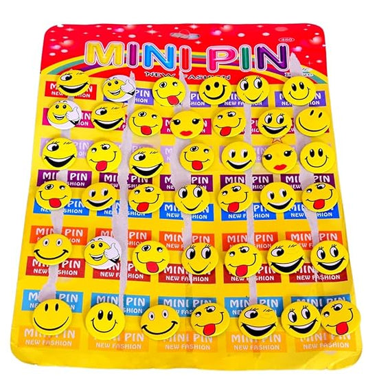 Copy of AMAROBA SMILEY BADGE WITH PIN, SMILEY EMOJI COLORFUL EXPRESSIONS BUTTON WITH PINS