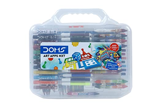 Doms Art Apps Nxt Kit With Plastic Carry Case | Perfect Value Pack | Kit For School Essentials | Gifting Range For Kids | Combination of 9 Stationery Items