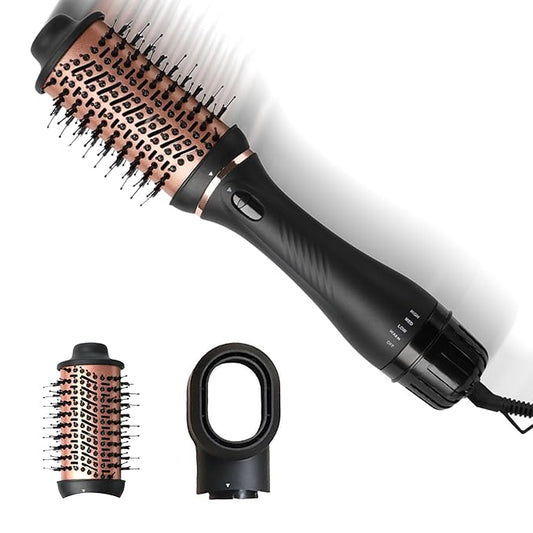 NexLev Hot Air Brush For Hair | V-03 3 in 1 Volumizer Hair Blow Dry Brush with 1.5 Inch Barrel, Ceramic Tourmaline Coating, 1200W, Dual Bristle for Tangle Free Salon Styling
