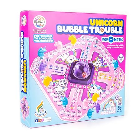 RATNA's Unicorn Bubble Trouble Board Game Dice Roller For Kids 4 Years +|Pack Of 1, Multicolor