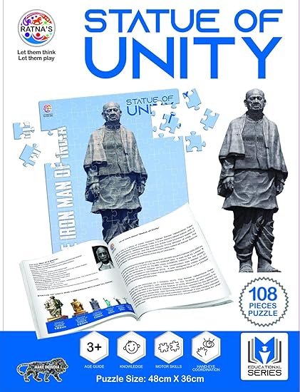 Statue of Unity 108 Pieces Jigsaw Puzzle with 12 Pages Information Booklet About SHRI VALLABHBHAI Patel