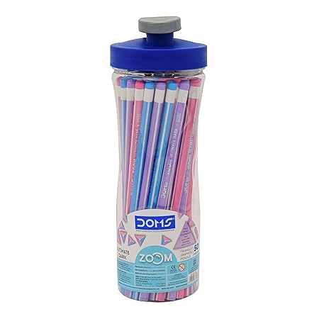 DOMS Zoom Triangle Pencil 50 Pcs Sipper, Black