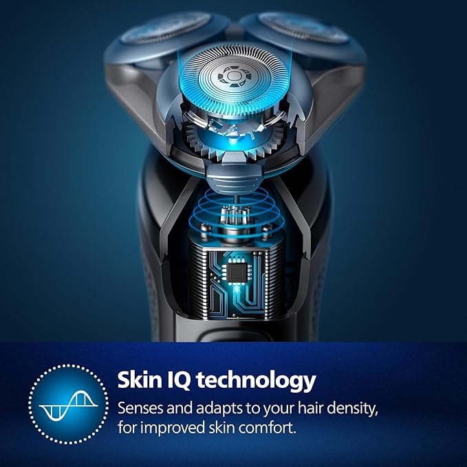 PHILIPS Electric Shaver For Men | Wet & Dry | Powerful Close Shave | Gentle on Skin | SkinIQ Technology | Steel Precision Blades | 360 D Flexing Heads | Integrated Pop Up Trimmer | LED Display | 5 Mins Quick Charge | Showerproof | S5885/28,Black