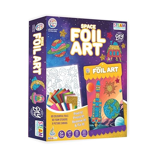 RATNA'S Space Foil Art DIY Activity Kit STEAM Powered Foil Fun Art & Craft Kits for Boys & Girls 5+ Years