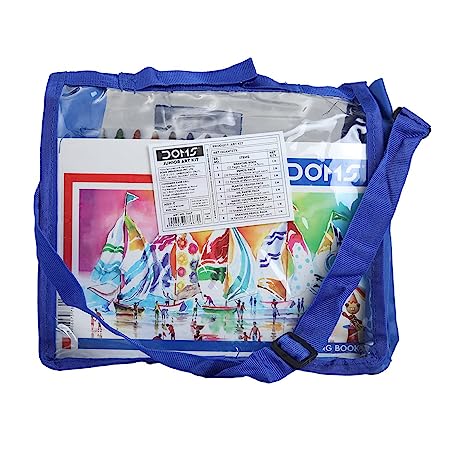 Doms Junior Art Kit | Comes With Transparent Zipper Bag | Perfect Value Pack | Kit For School Essentials | Gifting Range For Kids | Combination of 8 Stationery Items