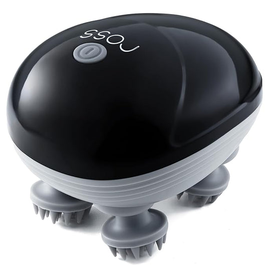 Ross Rechargeable Electric Scalp Massager for Hair Growth & Stress Relief | 4 Rotating Heads, 96 Silicone Kneading Points | 3 Massage Modes | IPX7 Waterproof | Cordless USB-C Head & Body Massager