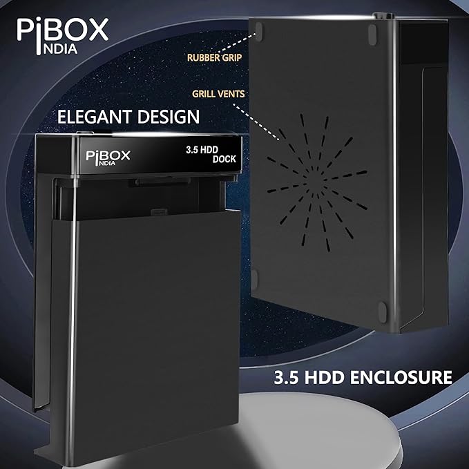 Hard Drive Enclosure Type C, PiBOX India USB 3.1 External Hard Drive Docking Station for 3.5/2.5 Inch SATA Hard Drives/SSD with 16 TB+, Tool-Free HDD Enclosure 12V/2A Power Supply UASP Acceleration (SD)