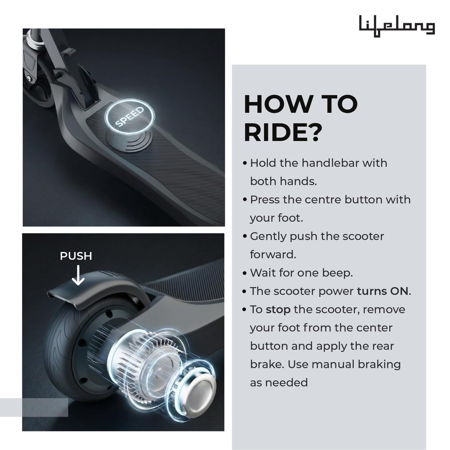 Lifelong Kids Electric Scooter for 6-12 Years Age | with Rechargeable Battery, Adjustable Handle Height & Foldable Design | Safe Kids Scooter with Anti-Slip Deck  (ASL)