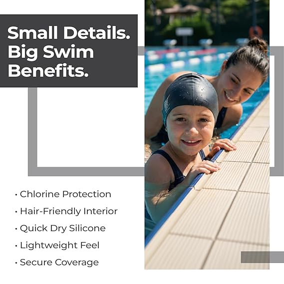 Lifelong Kids Swimming Cap | Silicone, Black, Unisex, No Hair Pulling, Waterproof, Chlorine-Resistant (ASL)