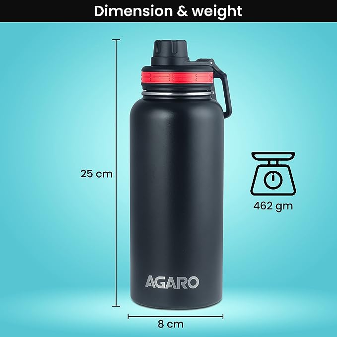 AGARO Imperial Vacuum Flask 1L TRITAN/STEEL INFUSION