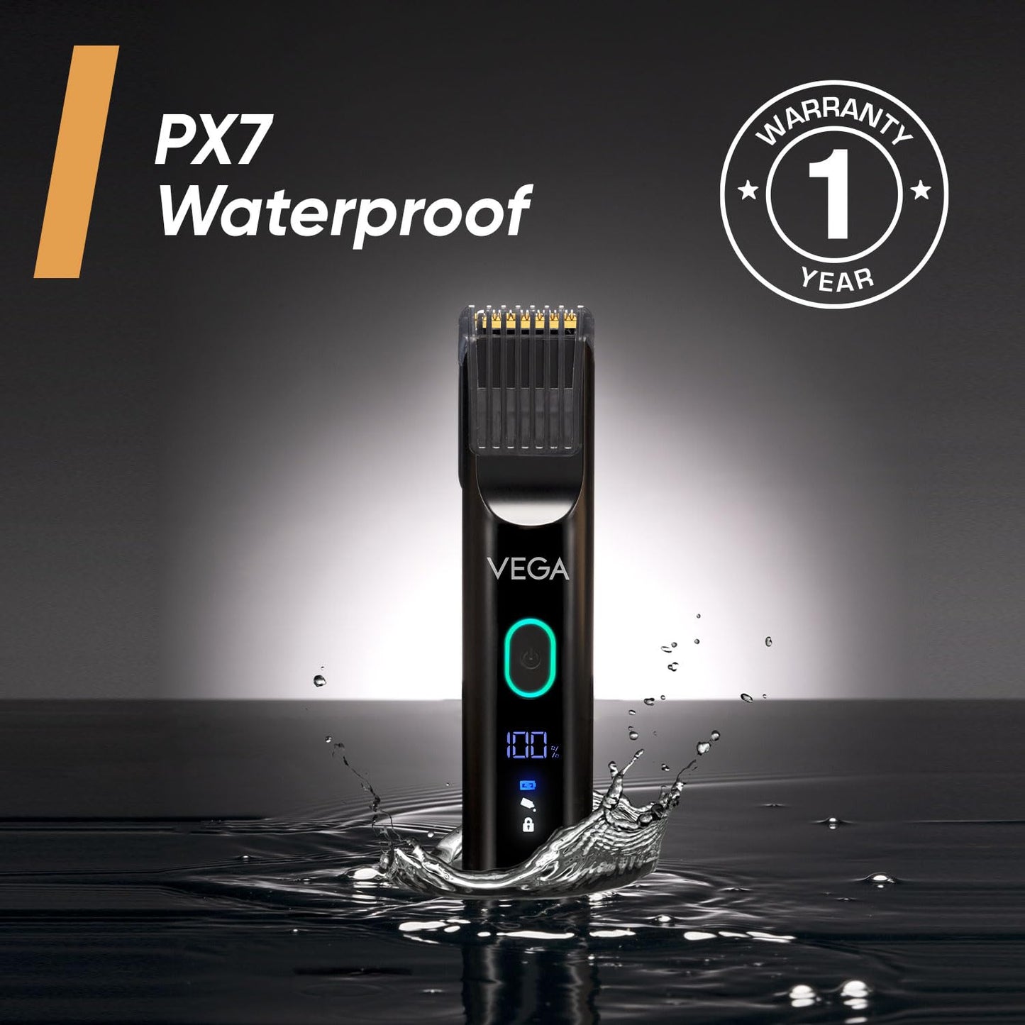 Vega SmartOne S1 Beard Trimmer for Men with AI SmartTrim Technology Titanium Blade, Digital Display, 120 mins Runtime, USB Type C, IPX7 Waterproof & 40 Length Settings, 3 Unique Speed Mode (VHTH-30)