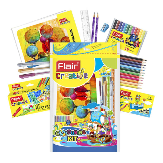 Flair Creative Series Coloring Kit | Combination Smart Kit for Your Creative Need | Non-Toxic & Safe for Childrens | Kids Coloring Set | Stationery Kit Ideal for Gifting | Set of 1 Kit