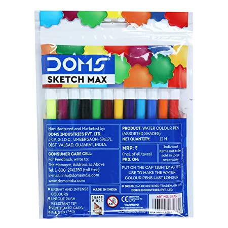 DOMS SKETCH MAX 12SH POUCH PACK Non-Toxic Water Colour Sketch Pens